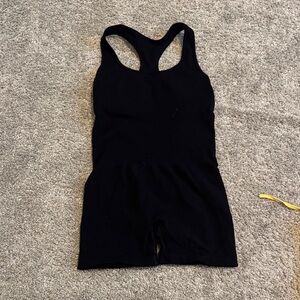 Black Ribbed Racerback Romper (Aurola)